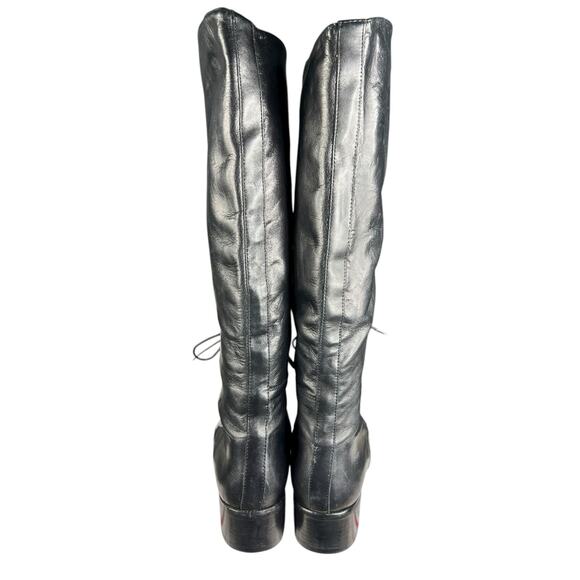 Vintage Charles David Black Leather Lace Up Riding Boots Size US 10 - Picture 8 of 13